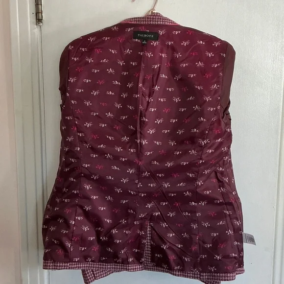 Talbots Wool Blend Women's Blazer in Pink Houndstooth sz 6 - Picture 12 of 14
